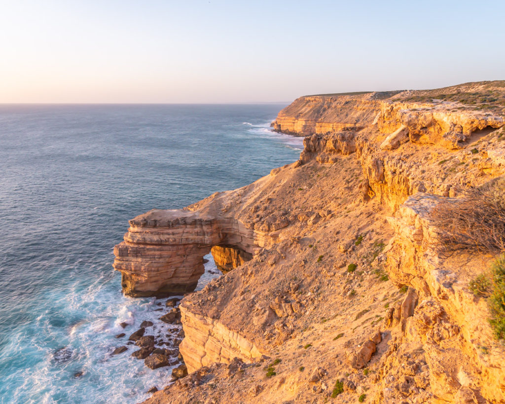 The view of ocean and natural bridge