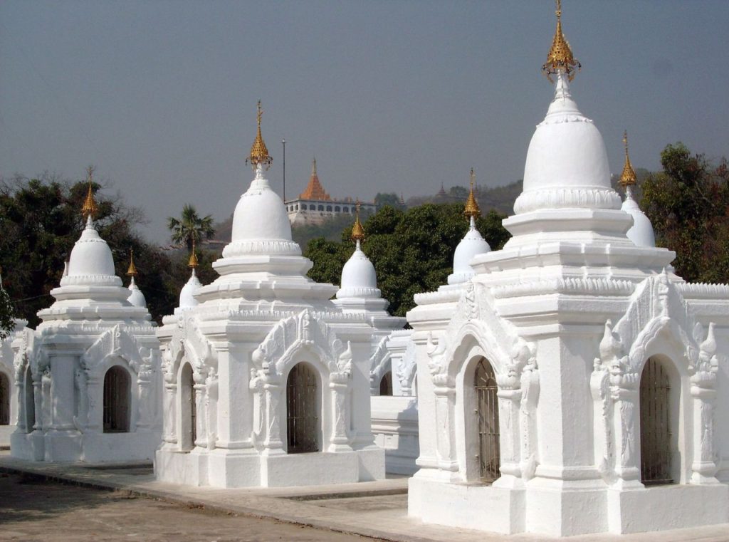 collection of white stupas on ground