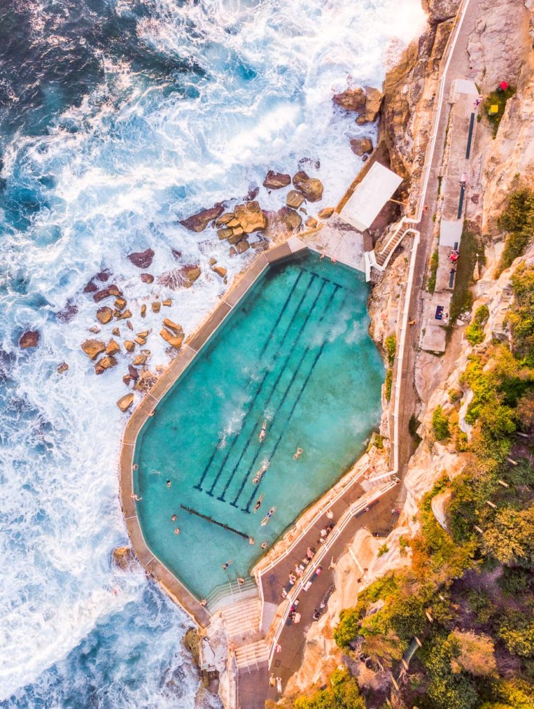 Aerial view of Bronte beach in Sydney