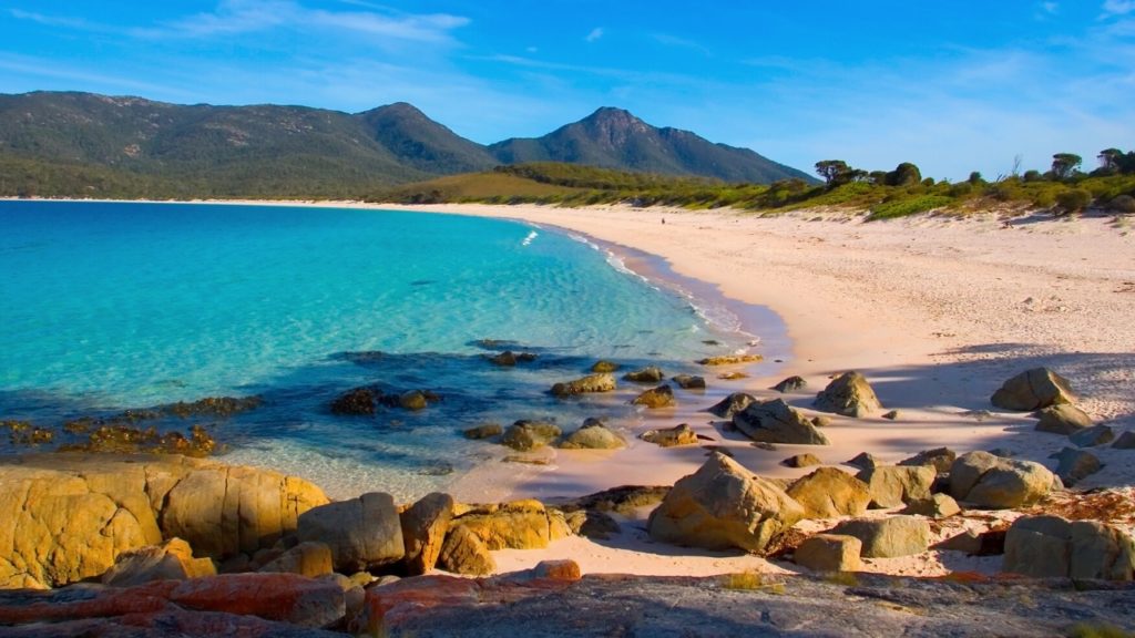 Wineglass Bay Beach at Freycinet National Park in Tasmania