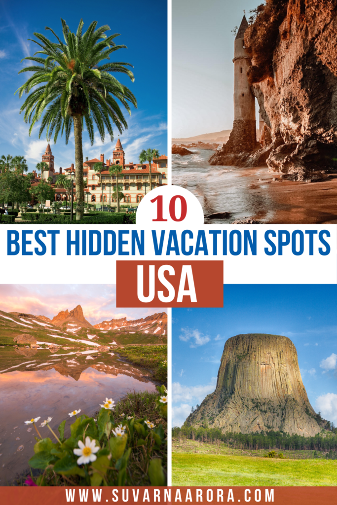 Pinterest Pin with some of the best hidden vacation spots in the US