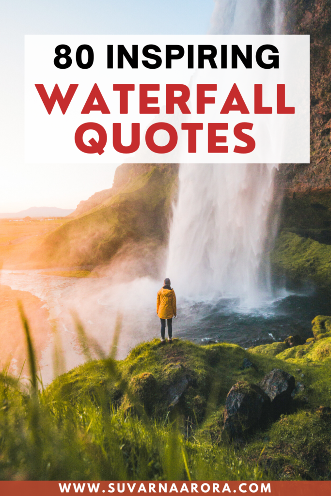 Pinterest pin with 80 inspiring waterfall quotes