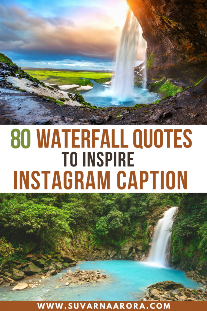 Pinterest Pin for waterfall quotes that inspire your next instagram caption