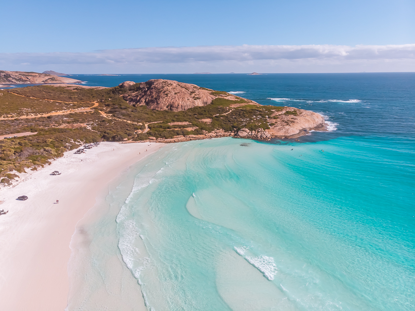 Aerial view of Wharton Beach in Esperance