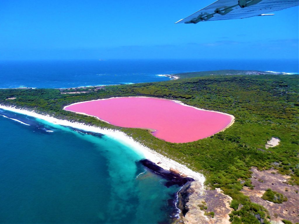 View of lake Hillier from scenic flight