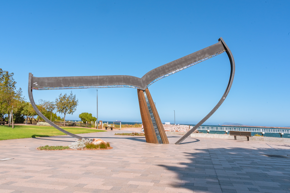 Whale Tail Sculpture at Esperance Esplanade