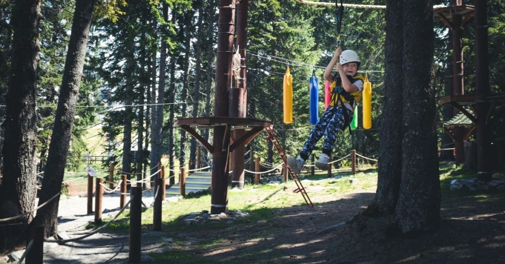 A kid enjoying ziplining in dunsborough