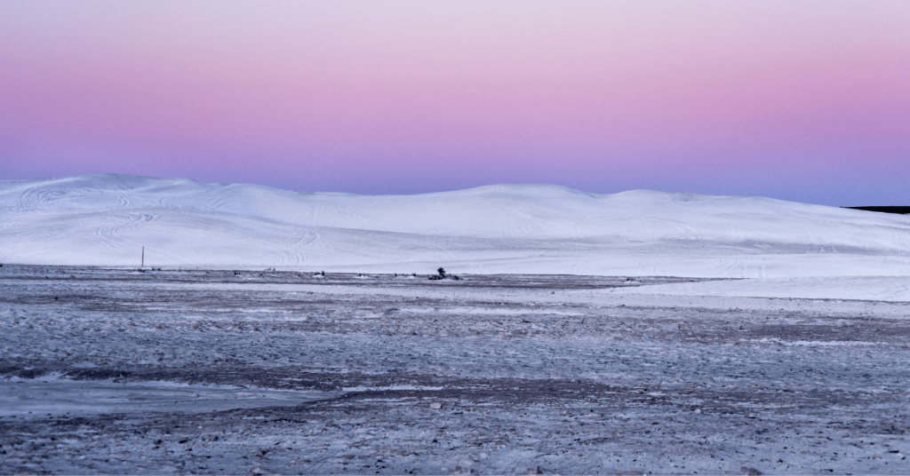 Lancelin Sand Dunes in Western Australia at sunset