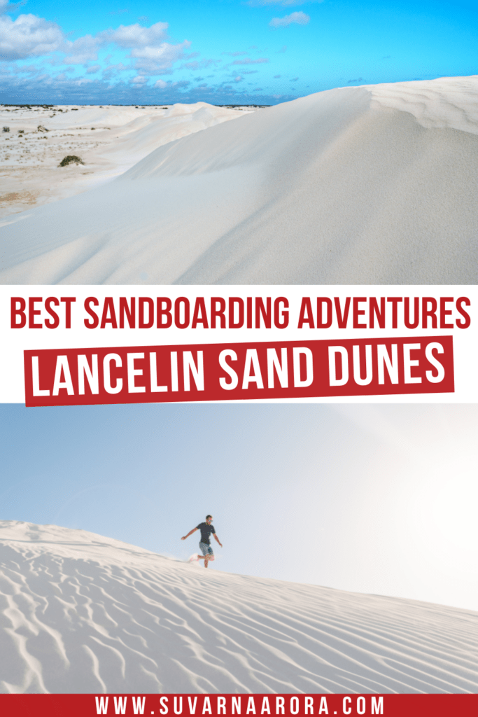 Pinterest Pin for Sandboarding in Lancelin sand dunes
