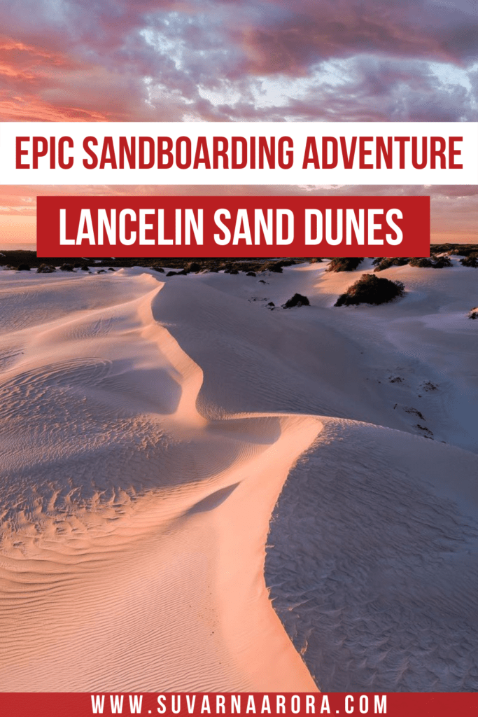 Pinterest Pin for Sandboarding in Lancelin sand dunes