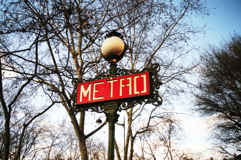 Classic vintage Metro sign of Paris 